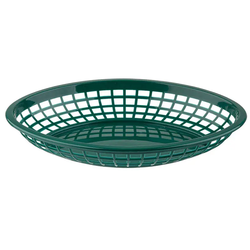 Tablecraft Jumbo Oval Serving Basket – 11.75 X 9 X 1.75 Inch Green Plastic 1