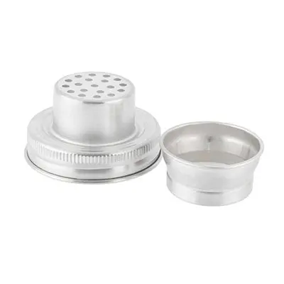 Tablecraft Mason Jar Two-Piece Metal Cocktail Shaker Top Set 1