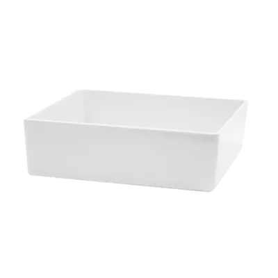 Tablecraft Square Melamine Bowl – Straight-Sided, 100% White Food-Safe Dish 1