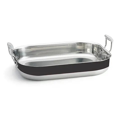 Tablecraft Tri-Ply Roasting Pan – 6-Quart Black & Stainless Steel Ovenware 1