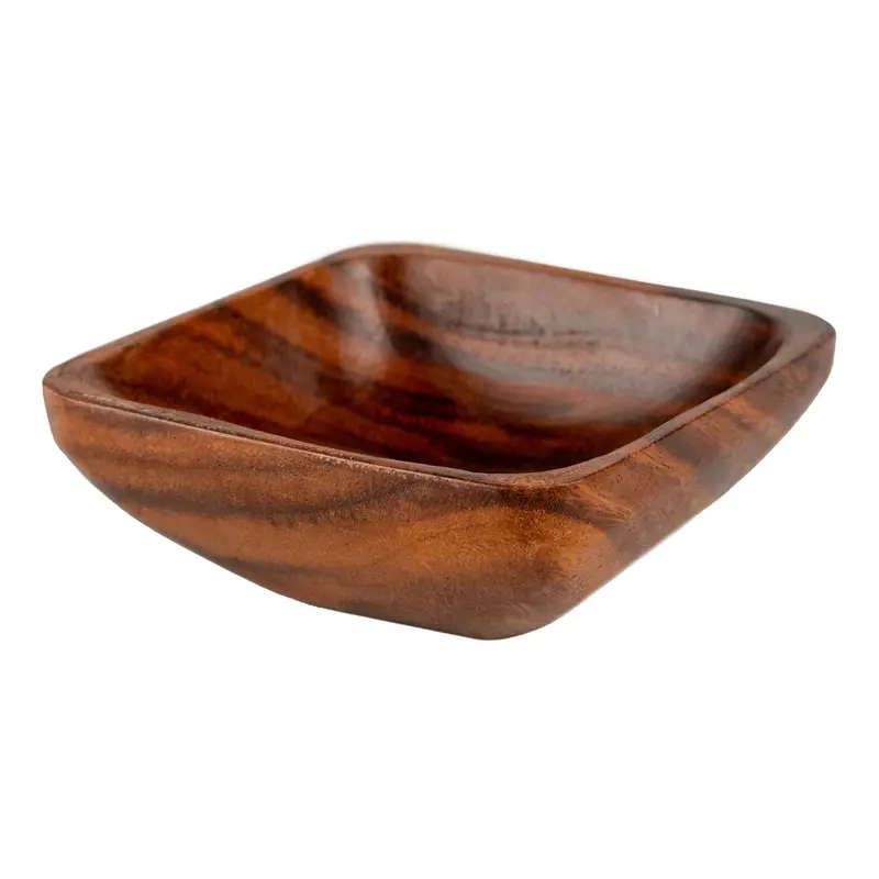Tap Phong 4-Inch Shallow Acacia Square Serving Bowl 1