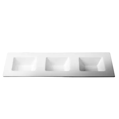 Tapas Serving Tray – 12" Triple-Compartment Cameo Ceramic Dish & Stand (12-Pack) 1
