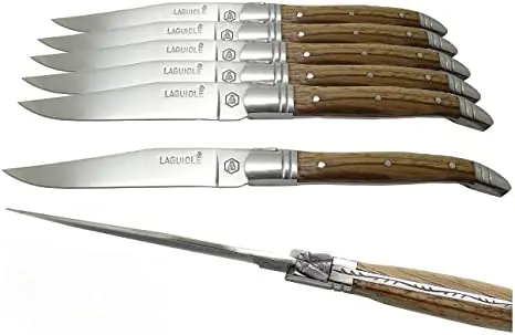 Tb Laguiole Tradition 6-Piece Steak Knife Set – Light Wood Handle Design 1