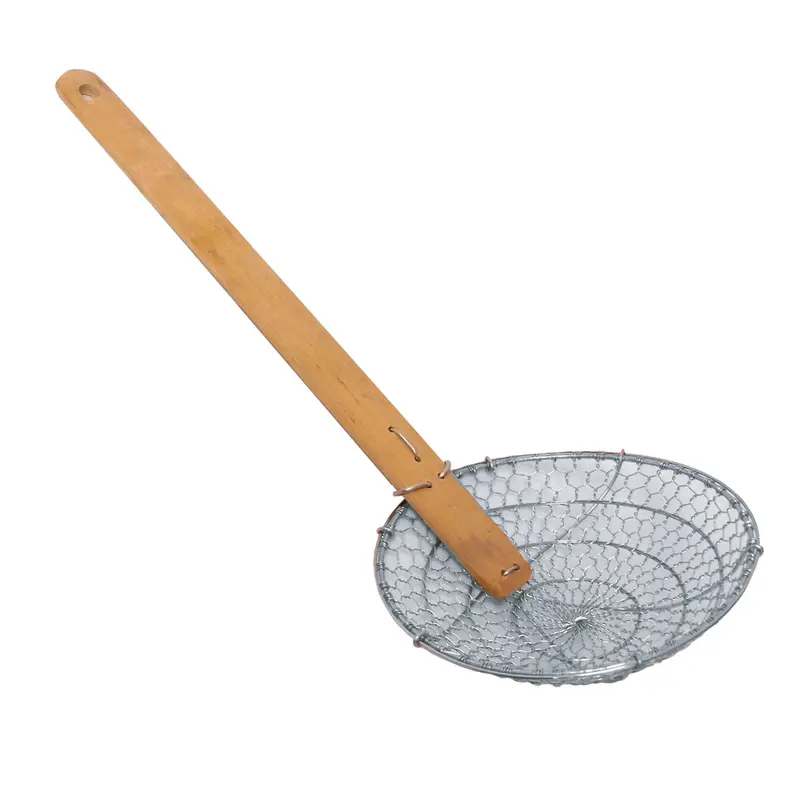 Thunder Group 6" Skimmer With Bamboo Handle – Heavy-Duty Stainless Steel 1