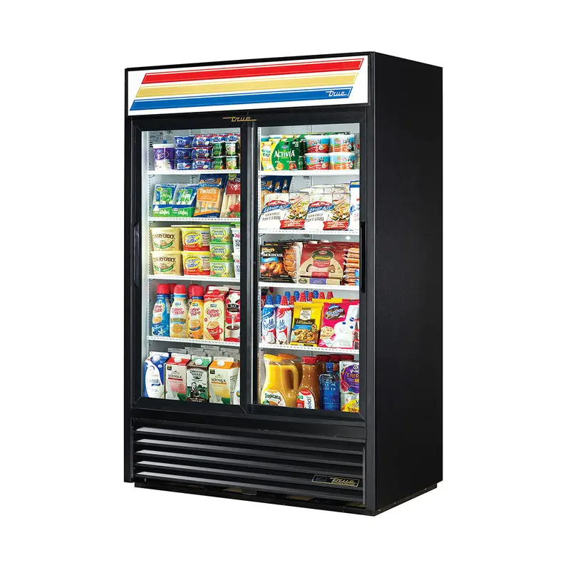 True Gdm-45-Hc-Ld Two-Section Sliding-Door Refrigerated Merchandiser – Black Finish, Energy Efficient 1