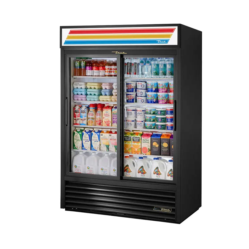 True Gdm-47-Ld Black Two-Section Sliding-Door Refrigerated Merchandiser 1