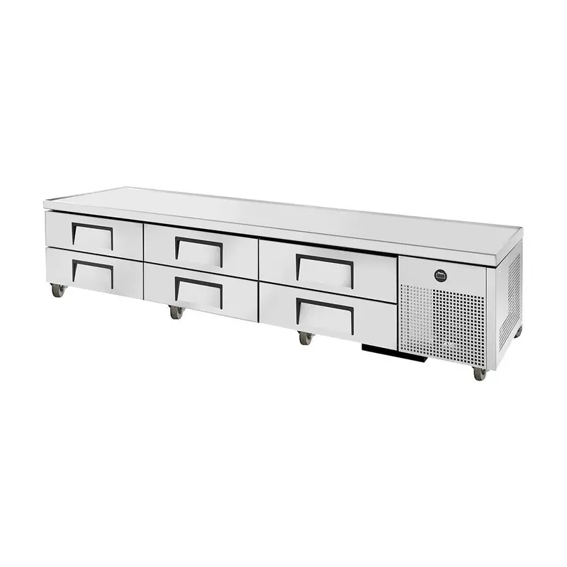 True Trcb-110 110-Inch Six-Drawer V-Edge Refrigerated Chef Base 1