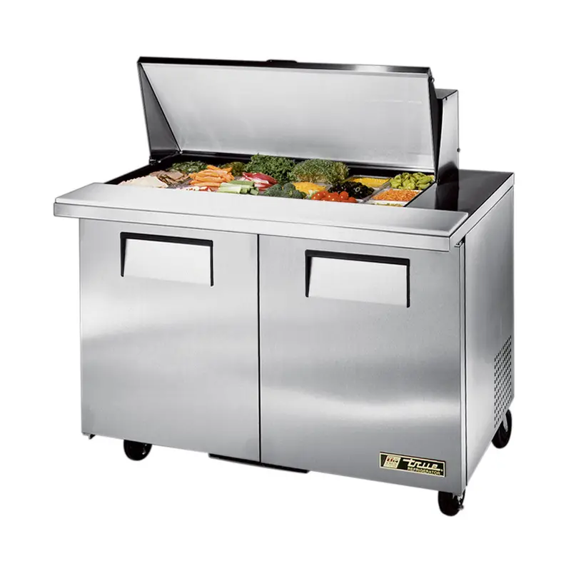 True Tssu-48-18M-B 48" Mega-Top Refrigerated Sandwich & Salad Prep Table – Dual-Door 1