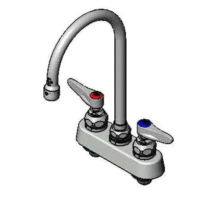 T&S 4-Inch Deck-Mount Workboard Faucet With 5.75-Inch Adjustable Gooseneck Spout 1