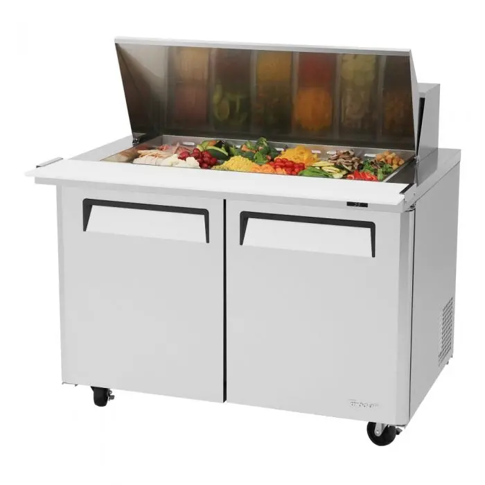 Turbo Air Mst-48-18-N M3 Series 48" Dual-Door Mega-Top Prep Table With 18" Pan Rail 1