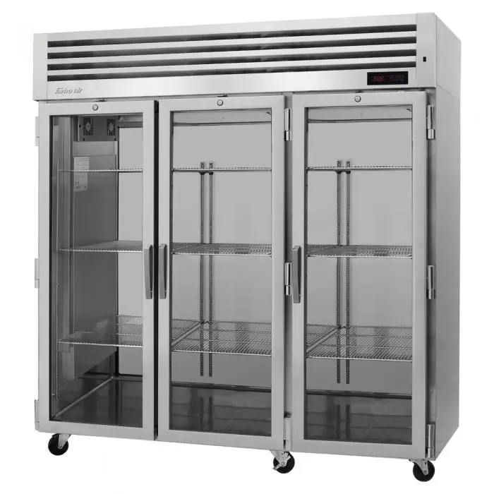 Turbo Air Pro-77H-G Commercial Three-Section Heated Reach-In Cabinet – Pro Series, Glass-Door Design, 73.9 Cu. Ft. 1