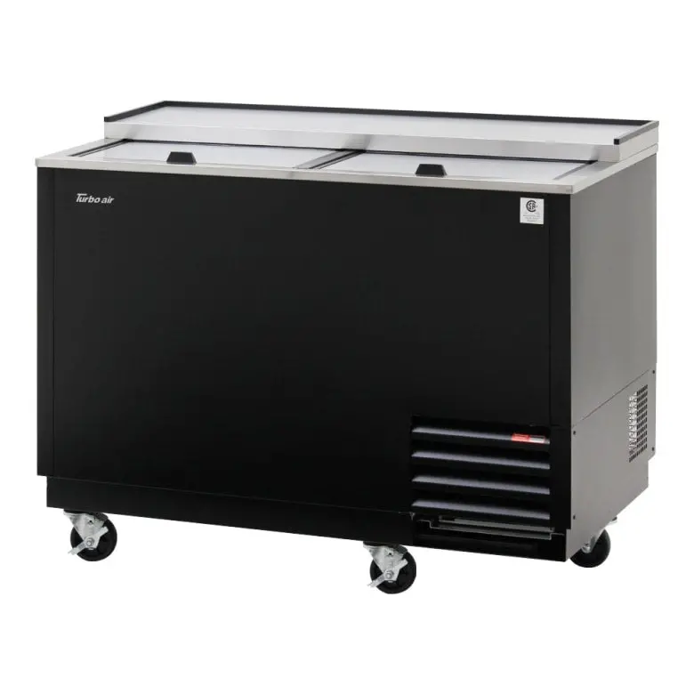 Turbo Air Tbc-50Sb-Gf-N Black Dual-Section Glass Door Beverage Chiller – 140-Mug Capacity, 115V 1
