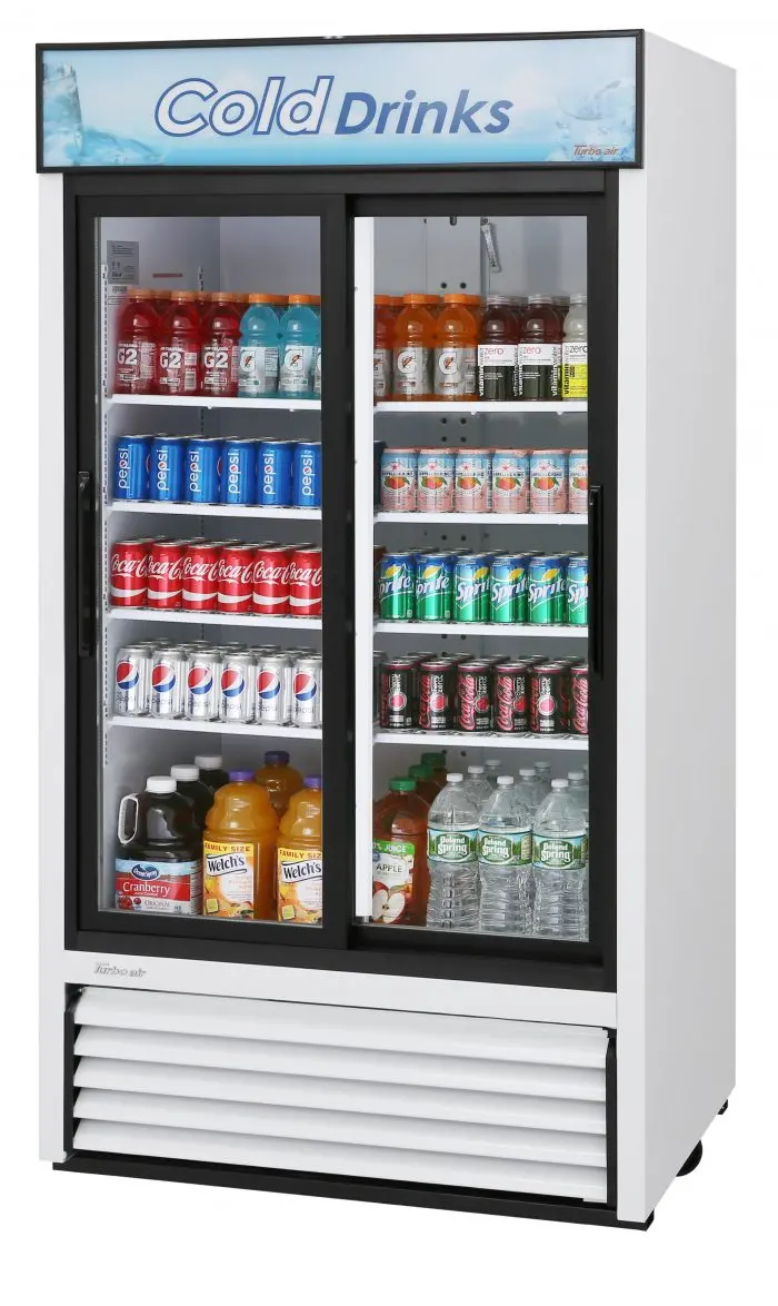 Turbo Air Tgm-35R-N Two-Door Sliding-Glass Merchandiser — White Cabinet With Black-Framed Doors 1