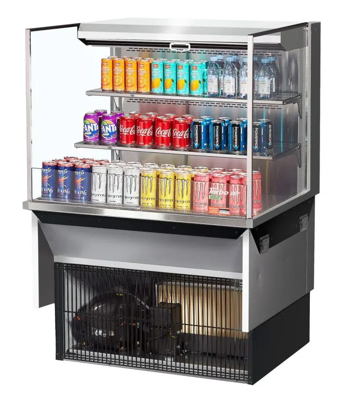 Turbo Air Tom-36L-Uf-S-3Si-N 34.75" Low-Profile Glass Display Case With Two Adjustable Shelves – European Stainless Steel Design 1