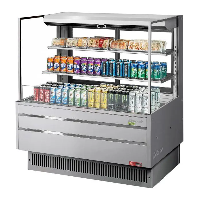 Turbo Air Tom-48L-Ufd-S-3S-N 46.75" Glass-Front Refrigerated Display With Rear Sliding Door & Dual Shelves 1