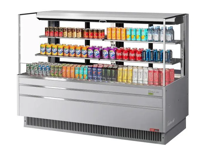Turbo Air Tom-72L-Ufd-S-3S-N 70.75" Rear-Sliding Door Glass Display Case With Dual Shelves – European Stainless Steel 1
