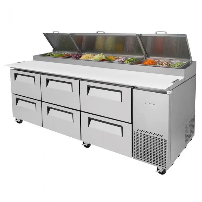 Turbo Air Tpr-93Sd-D6-N Commercial Triple-Deck Pizza Prep Table 1