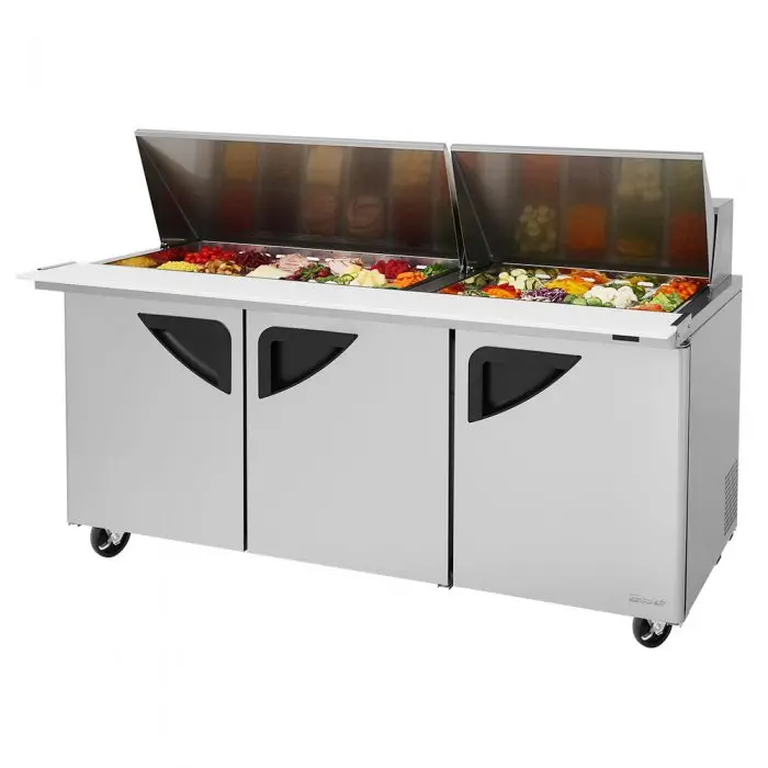 Turbo Air Tst-72Sd-30-N Commercial Super Deluxe Mega Top Prep Table – Three-Section 1