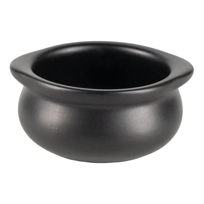 Tuxton Onion Soup Crock – 12 Oz Black Ceramic Serving Bowl (Case Of 12) 1