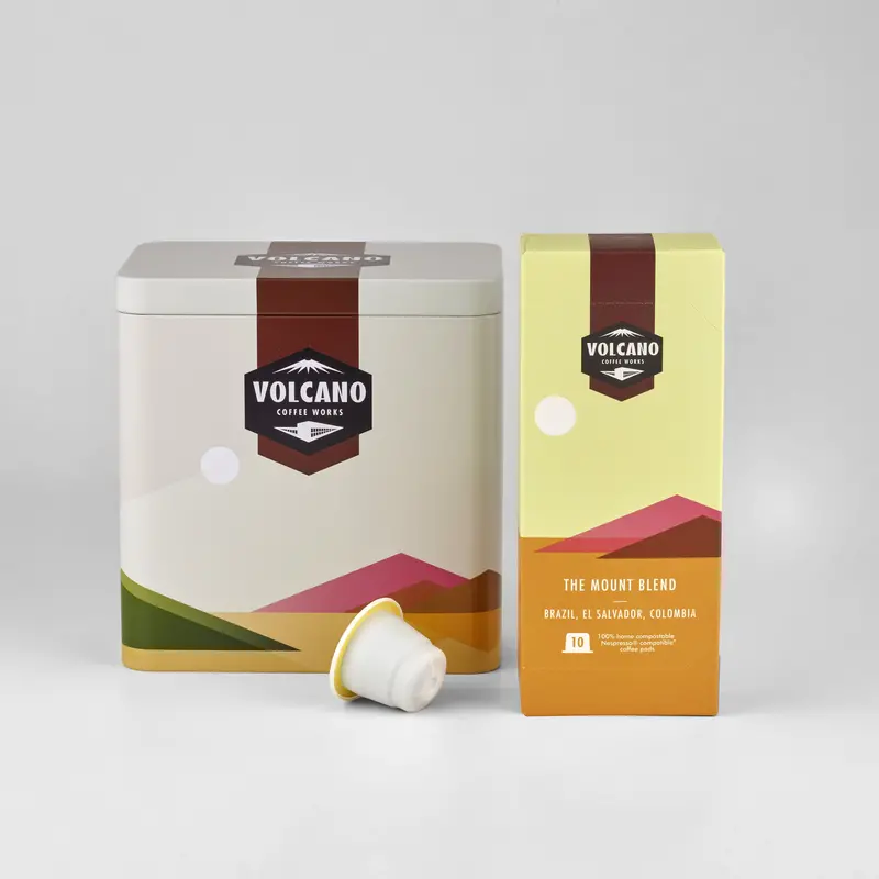 Volcano-Themed Coffee Tin & Compatible Pods Gift Set 1