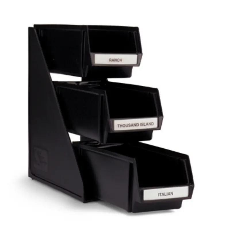 Vollrath 3-Tier Black Self-Serve Condiment Or Beverage Dispenser Set 1