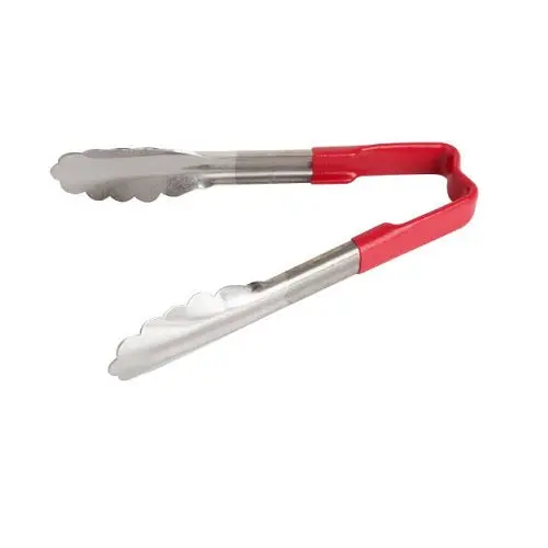 Vollrath 4780640 6-Inch Red Utility Tongs – Heavy-Duty Stainless Steel 1