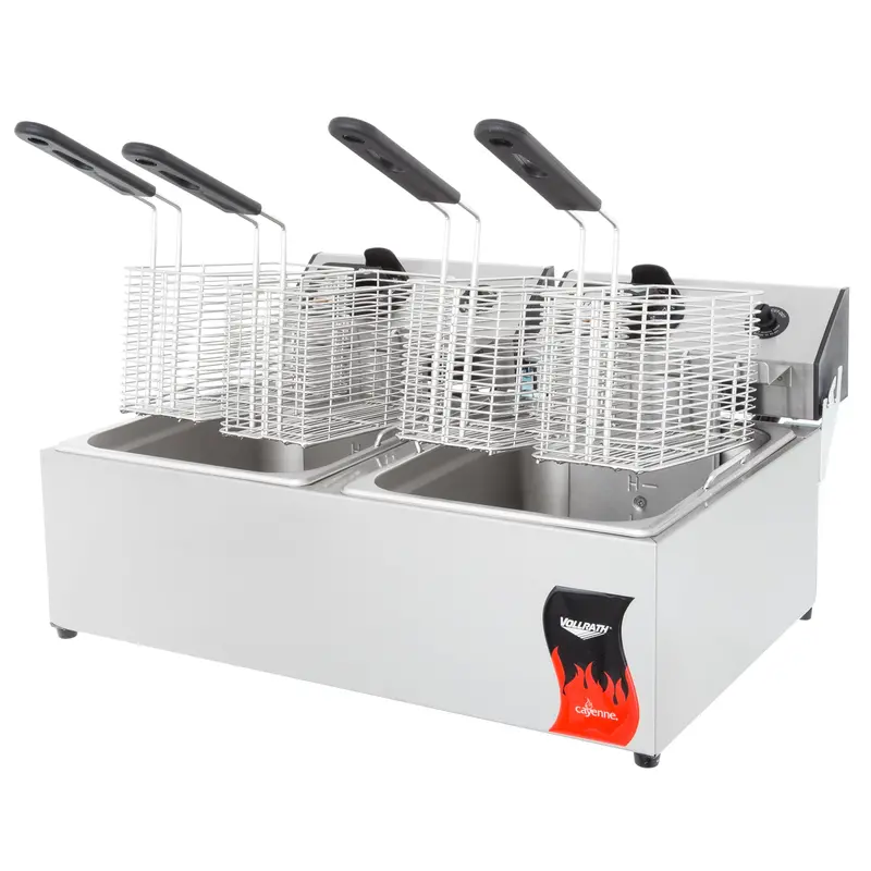 Vollrath Cf2-1800Dual-C Cayenne Double-Well Countertop Deep Fryer – 10 Lb Capacity, 120V 1