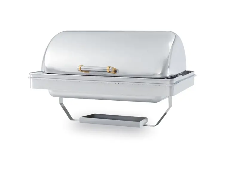 Vollrath New York Drop-In Chafer – 9-Quart, Fully Retractable Dome Cover, Stainless Steel/Brass 1