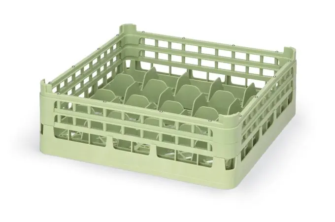 Vollrath Signature Short Glass Rack – 16-Compartment Green Organizer 1