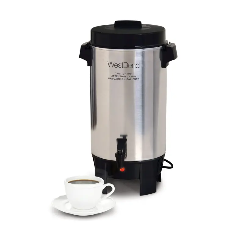 West Bend Cu0042Pa23 42-Cup Polished Aluminum Coffee Urn – Commercial-Use Design 1