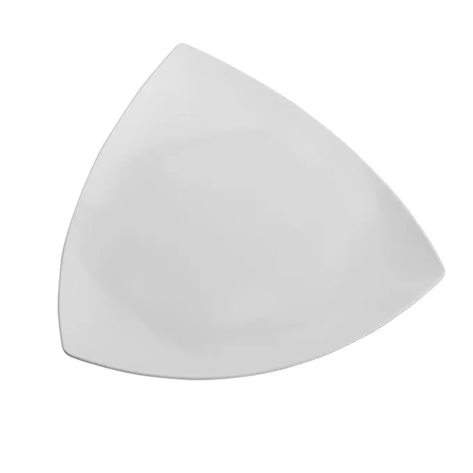 White Concave Triangle Melamine Platter – 17" Modern Presentation Tray 1