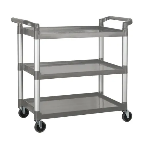 Winco 3-Tier Bussing Cart – Gray, Unassembled Utility Design 1