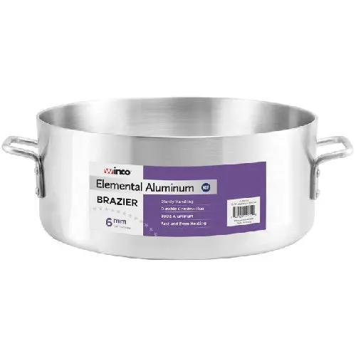 Winco Albh-24 Aluminum Brazier – 24-Quart Wide-Bottom Cooking Pan 1