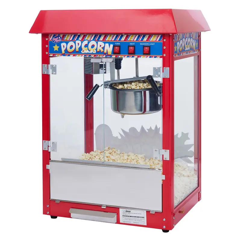 Winco Pop-8R Showtime Popcorn Machine – 8-Ounce Kettle, Countertop Design 1