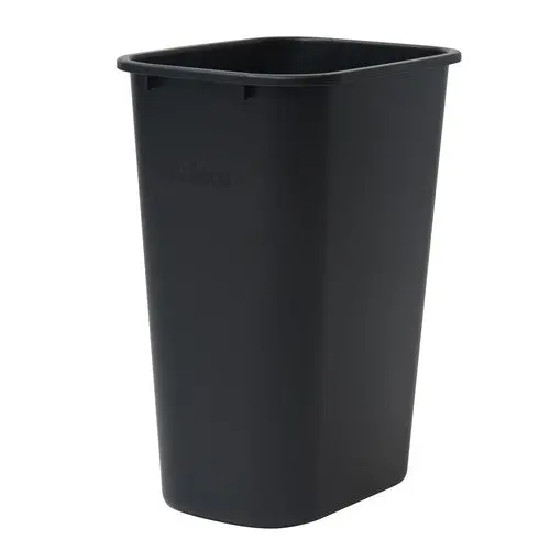 Winco Pwr-41K 10.25-Gallon Black Round Wastebasket 1