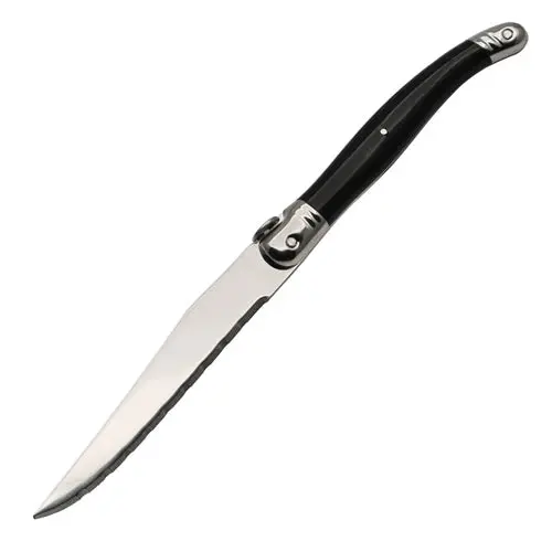 World Tableware 201-2882 Black Slim Eurostyle Steak Knives — 4" Blade, 12-Pack 1