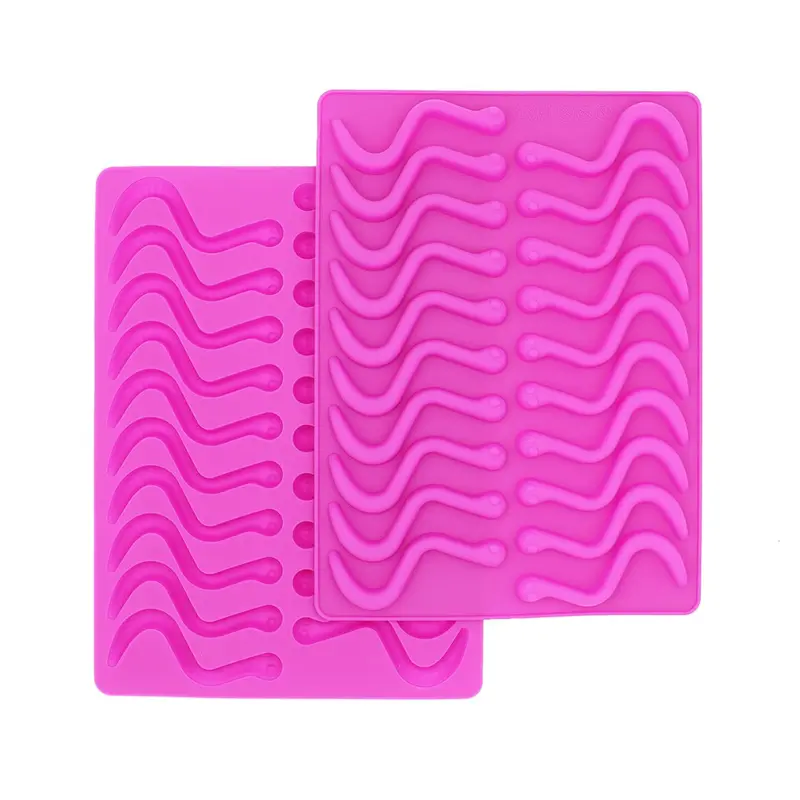 Worm-Shaped Gummy & Chocolate Mold – Flexible Silicone Candy Template 1