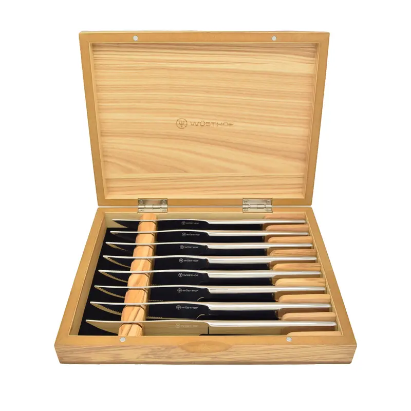 Wüsthof Aeon 8-Piece Stainless Steel Knife Set In Olivewood Chest 1