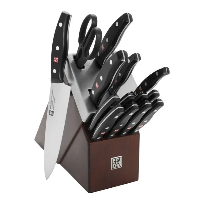 Zwilling Henckels Twin Signature 15-Piece Self-Sharpening Knife Block Set In Brown Ash 1